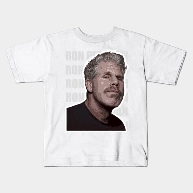 Ron Perlman Vector Art Kids T-Shirt by Playful Creatives